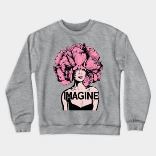 Flower Head Woman Imagine Handdrawn Crewneck Sweatshirt